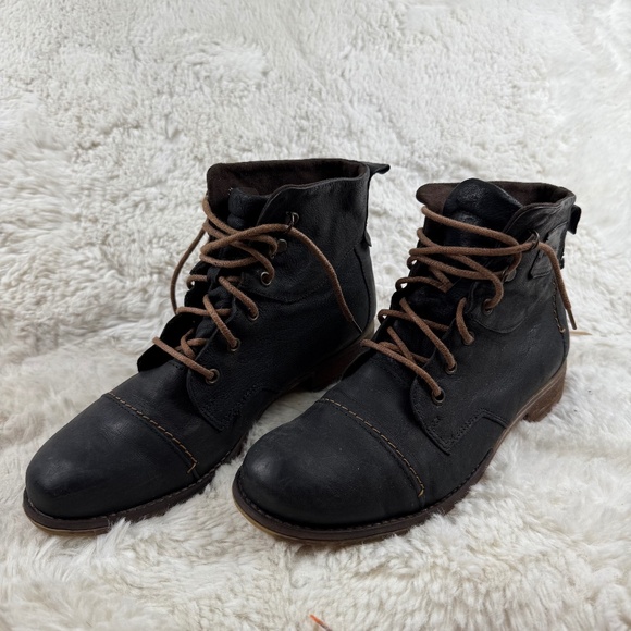 Josef Seibel Sienna 17 Women's Lace Up Combat Ankle Boots in Black Size 39/8.5 - Picture 1 of 9